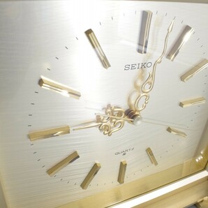 希少 当時物 SEIKO セイコー 時計 QY314G クォーツ クロック 置時計 動作品 ゴールド 金 卓上 時計 インテリア アンティーク RL-195N/608の画像10