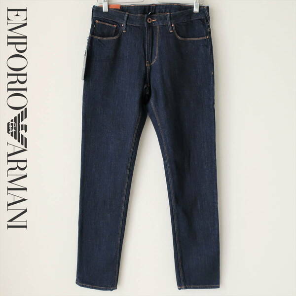 新品未使用 EMPORIO ARMANI スリムフィット J06 ジーンズ メンズ ストレッチ デニム パンツ インディゴ ワンウォッシュ W29 Sサイズ