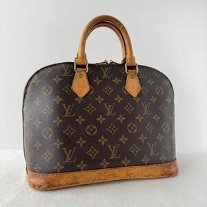 1円〜★LOUIS VUITTON ルイヴィトン アルマ モノグラム ハンドバッグ ブラウン レザー M51130 PVC ドーム型 カデナ ラウンドジップ 茶色 12