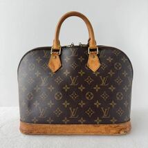 1円〜★LOUIS VUITTON ルイヴィトン アルマ モノグラム ハンドバッグ ブラウン レザー M51130 PVC ドーム型 カデナ ラウンドジップ 茶色 12_画像3