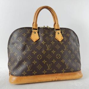 1円〜★LOUIS VUITTON ルイヴィトン アルマ モノグラム ハンドバッグ ブラウン レザー M51130 PVC ドーム型 カデナ ラウンドジップ 茶色 13