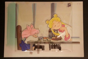 セーラームーン　セル画「テーブルに向かい合う2人」
