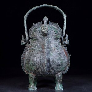 【安】商周時代 青銅器 獣型提梁尊 中国古美術 古置物 古擺件 古董品 古美味 骨董品 433