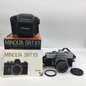 ミノルタ MINOLTA SRT101 一眼レフ フィルム カメラ / レンズ MC ROKKOR-PF 1.7 / f=55mm 専用カバー・説明書・元箱付属 動作未確認の画像1