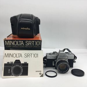 ミノルタ MINOLTA SRT101 一眼レフ フィルム カメラ / レンズ MC ROKKOR-PF 1.7 / f=55mm 専用カバー・説明書・元箱付属 動作未確認