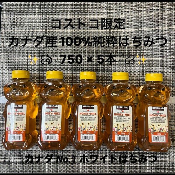 コストコ はちみつ 蜂蜜 ハチミツ カークランドシグネチャー ハニーベア KIRKLAND 100%純粋はちみつ 750g×5個