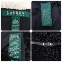 【極美品】LAUREN RALPH LAUREN ローレン ラルフローレンベロア ワンピース ドレス 半袖 ブラック　黒　Lサイズ 黒 ノースリーブ_画像6