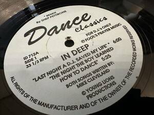 12”★In Deep / Last Night A D.J. Saved My Life / ダンス・クラシック！