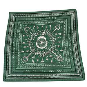 HERMES エルメス ショール カレジェアン140 カシシル『Les Cles Bandana(レ クレ バンダナ)』 カシミヤ シルク Vert/Blanc/Noir