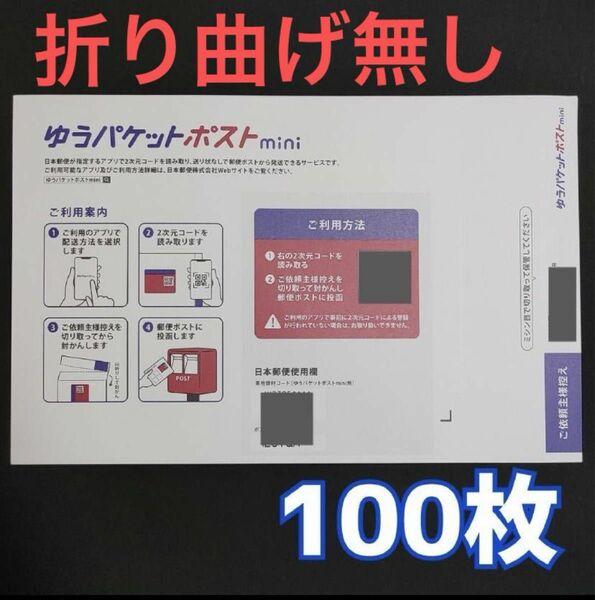 ゆうパケットポストミニ 専用封筒 100枚　24時間以内 匿名発送 ゆうパケットポストmini