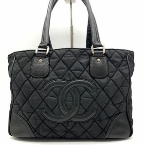 1円●高級品●CHANEL シャネル パリニューヨークトート トートバッグ A4収納 ココマーク キルティング レザー ブラック レディースの画像2