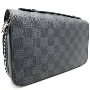 1円●極美品●LOUIS VUITTON ルイヴィトン ダミエグラフィット ジッピーXL ラウンドファスナー長財布 セカンドバッグ N41503 黒 メンズの画像1