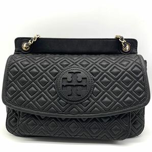 1円●高級品●TORY BURCH トリーバーチ マリオンライン キルティング チェーンショルダーバッグ レザー ブラック ゴールド金具 レディースの画像2