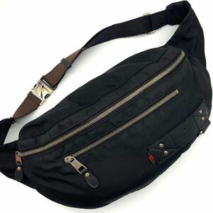 1 jpy * high class goods *GUCCI Gucci Sherry line high tech canvas belt bag body bag shoulder bag black black men's 