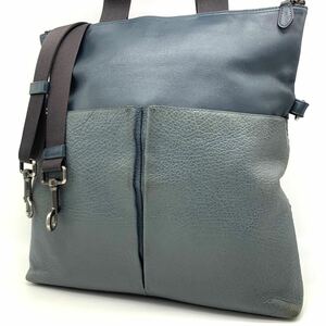 1円●高級品/定価8万●COACH コーチ 2way トートバッグ ビジネスバッグ ショルダーバッグ A4収納◎ エンボス加工 カーフレザー 牛革 メンズ