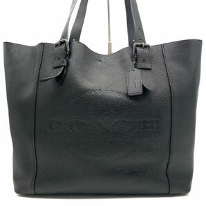 1円●極美品/定価10万●COACH コーチ ハドソン トートバッグ ビジネスバッグ ショルダー肩掛け A4収納 大容量 牛革 ペプルレザー 黒 メンズの画像2