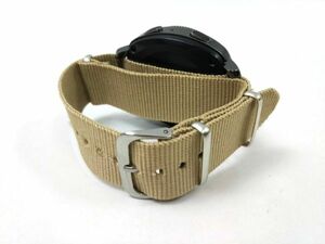 nato type nylon made military strap wristwatch cloth belt beige 18mm