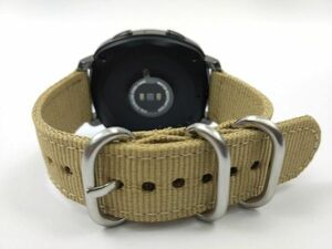 ナイロン製ミリタリーストラップ 交換用腕時計ベルト ベージュ 20mm