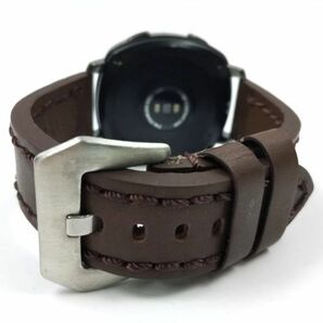 ミリタリー腕時計ベルト ウォッチバンド 本革レザー バネ棒付属 20mm ダークブラウンの画像1