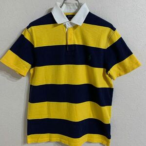  Polo Ralph Lauren futoshi окантовка короткий рукав Rugger рубашка рубашка-поло с коротким рукавом желтый цвет темно-синий M размер 