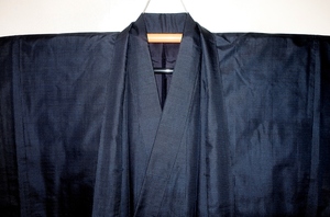 . month 2190ps.@ silk original mud Indigo Ooshima pongee man kimono feather woven .66 height 130К dark blue 100 mountain turtle . dark color deep color 