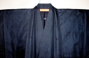 . fire 2198ps.@ silk original mud Indigo Ooshima pongee man kimono feather woven .68 height 141К dark blue 100 mountain turtle . dark color deep color 