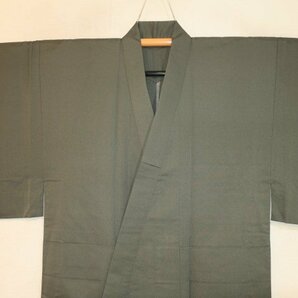 壱水1962 本絹西陣織お召 男着物単衣 裄72丈144К灰緑の霞織 しなやか 大物 新品級の画像3