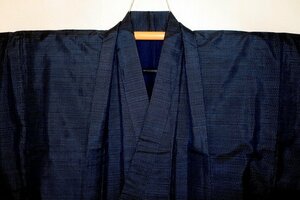 . water 2080ps.@ silk original mud Indigo Ooshima pongee man kimono feather woven .67 height 134К navy blue lapis lazuli color turtle ... present-day thing 