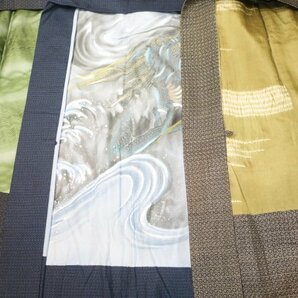 壱火2211 すべて本絹の男の羽織５着セットК村山大島・泥藍大島・米澤紬 サイズいろいろで綺麗な品の画像2