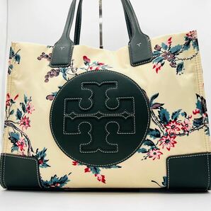 ●未使用に近い 大人気●TORY BURCH トリーバーチ トート ハンドバッグ ビジネス A4 大容量 エラ 花柄 総柄 レザー ロゴ レディースの画像2