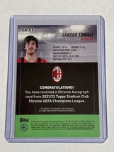 2021-22 Topps Stadium Club Chrome UEFA Sandro Tonali Autograph サンドロ・トナーリ 直筆サインカード_画像2