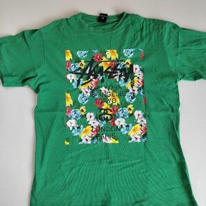 【希少used品】STUSSY　ステューシー　花柄　ワールドツアー　緑　L