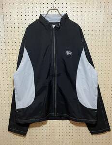 【L】STUSSY Panel Track Nylon Jacket Black ステューシー パネル トラック ナイロン ジャケット ブラック F506