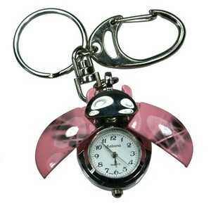 симпатичный симпатичный Mini божьи коровки маленький карманные часы имеется брелок для ключа часы розовый рисунок дешевый клик post 