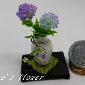 maco's miniature flower♪紫陽花・クレマチスの生け花♪の画像1