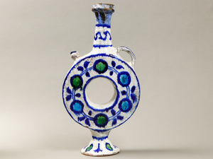 eDGS ペルシャ陶器 白釉多彩紋様瓶 19世紀頃