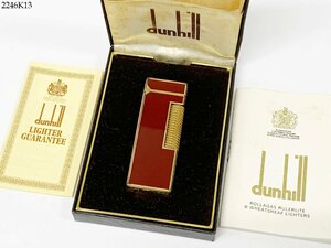 ★dunhill ダンヒル ローラー ガスライター ワインレッド×ゴールド 喫煙具 ケース付き 2246K13-21