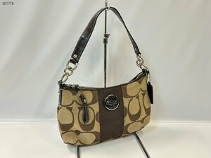 ★COACH コーチ F17439 ショルダーバッグ シグネチャー ストライプデミ クロスボディ キャンバス レザー ブラウン BAG レディース 2017T8-6