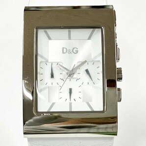 ★ D＆G ドルチェ＆ガッパーナ TIME タイム クォーツ クロノグラフ シルバー ホワイト文字盤 メンズ 腕時計 純正ベルト 3286H13-14の画像1