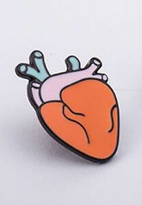 【 心臓ピンバッジ 】外科手術ピンHeart臓器ブローチ移植バッジpin医者ハート病院 血液を送るポンプ ピンク オレンジ