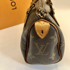 希少 LOUIS VUITTON ルイヴィトン ハンドバッグ ミニスピーディ モノグラム レザー pvc 茶色 ブラウン ヌメ革 ポーチ バック 手持ち ナノの画像5