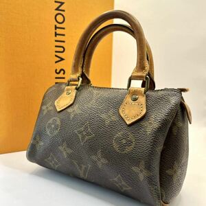 希少 LOUIS VUITTON ルイヴィトン ハンドバッグ ミニスピーディ モノグラム レザー pvc 茶色 ブラウン ヌメ革 ポーチ バック 手持ち ナノ