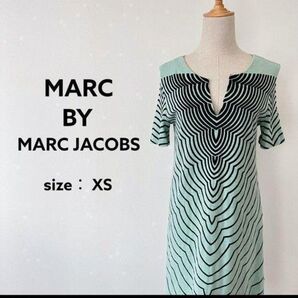 美品 マークバイマークジェイコブス キーネック ワンピース 半袖 xs 春夏物 可愛い