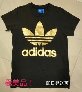 adidas トレフォイル ゴールド ビッグロゴ Tシャツ М