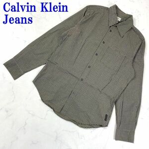 カルバンクラインジーンズブロックチェックCalvin Klein Jeans カジュアル コットン100％ 長袖ボタンシャツブラウンL C9589