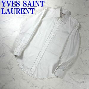 イブサンローラン 長袖シャツ 綿 コットン 白 ホワイト YVES SAINT LAURENT　L相当 40-83 C9749