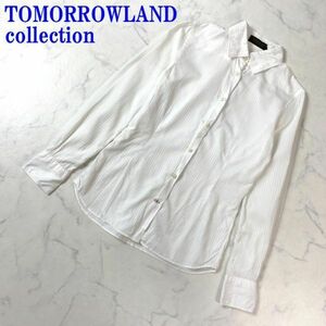 トゥモローランドコレクション ストライプ長袖ボタンシャツTOMORROWLANDcollection カジュアル コットン オフホワイト ホワイト36 C9842