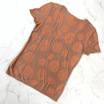 アルマーニ コレツォーニ シルクカシミヤ半袖ニットオレンジARMANI COLLEZIONI カジュアル Vネック ペールオレンジ 総柄 38 C9859_画像5