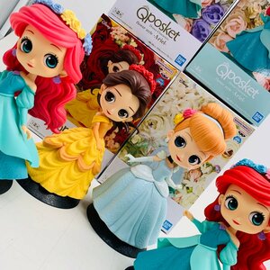 中古品 Qposket Disney Characters ベル アリエル シンデレラ flower style 4点セット