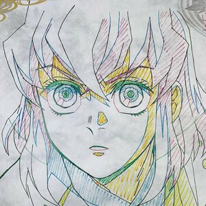 中古品 ufotable DINING コラボ ダイニング 鬼滅の刃 遊郭編 お楽しみくじ 嘴平伊之助 B2 原画 ポスター